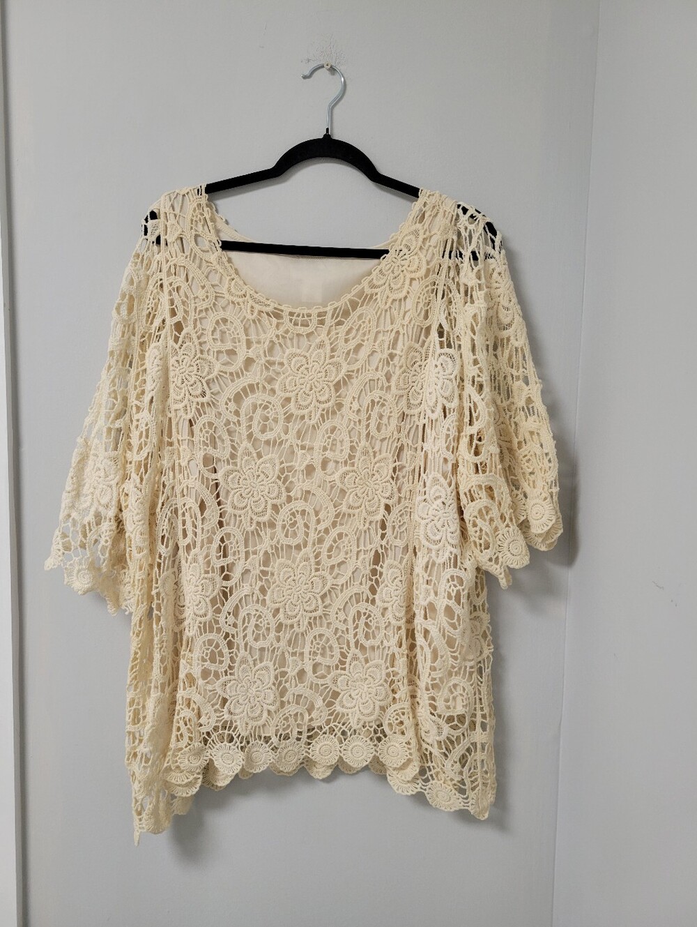NorthStyle Cream Crochet Lace Boho Top 3X